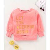 Vitamins Full Sleeves Sweatshirt Text Print - Peach