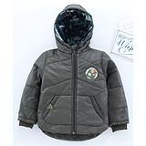 Play by Little Kangaroos Full Sleeves Hooded Padded Jacket Patch - Black