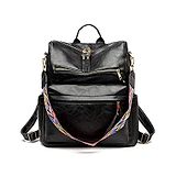 MOMISY Waterproof Leather Backpack cum Handbag - Black