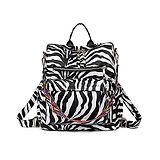 MOMISY Zebra Design Waterproof Leather Backpack cum Handbag - White