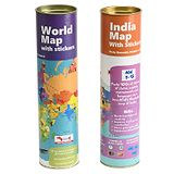 Cocomoco Kids World & India Map Set of 2 - Multicolor