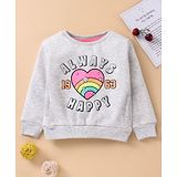 Vitamins Full Sleeves Sweatshirt Glitter Text Print - Light Grey Melange