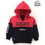 Ruff Full Sleeves Hooded Slim Fit Sweatshirt Text Print - Red