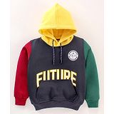 Ruff Full Sleeves Hooded Sweatshirt Text Print - Multicolor