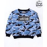 Ruff Full Sleeves Slim Fit Sweatshirt Text Print - Blue