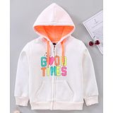 Vitamins Full Sleeves Hoodies Glitter Text Print - White