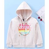 Vitamins Full Sleeves Hoodies Glitter Text Print - Grey