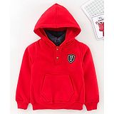 Little Kangaroos Full Sleeves Hooded Sweatshirt Solid Color - Red