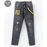 Ruff Full Length Washed Jeans with Keychain - Grey