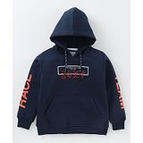 Ruff Full Sleeves Light Winterwear Hooded Slim Fit Sweatshirt Text Print - Navy