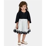 Peppermint Girls Half Sleeves Self Design Dress - Navy Blue