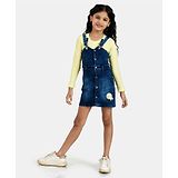 Peppermint Denim Dungaree And Full Sleeves Top Set - Yellow