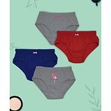 Dchica D'chica Solid And Printed Pack Of 4 Panties For Girls - Grey Red And Blue