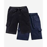 Kiddopanti Solid Shorts Pack Of 2 - Black And Navy Blue