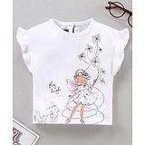 Little Kangaroos Half sleeves Top Fairy Print - White