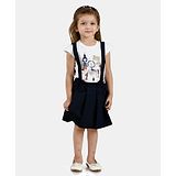 Peppermint Short Sleeves Girls Print Dress - Navy Blue