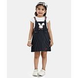 Peppermint Short Sleeves Striped Dress - Navy Blue