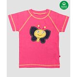 Nino Bambino Half Sleeves Honey Bee Patch Detailing Organic Cotton Top - Light Pink