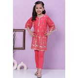 Biba Coral Cotton Straight Kurta Set Combines Kurta And Bottoms