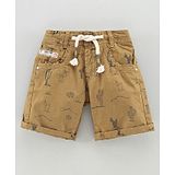 Little Kangaroos Knee Length Bermuda Desert Print - Khakhi Brown