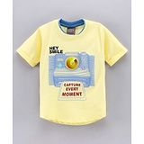 Little Kangaroos Half Sleeves Tshirts Camera Print - Yellow