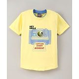 Little Kangaroos Half Sleeves T-Shirt Camera Print - Yellow