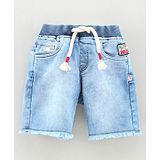 Little Kangaroos Bermuda Shorts with Distressed Hem - Light Blue