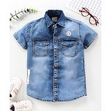 Little Kangaroos Half Sleeves Denim Shirt Washed - Light Blue