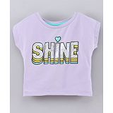 Vitamins Half Sleeves Top Glitter Heart and Text Print - Purple