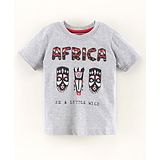 Under Fourteen Only Half Sleeves Africa Print T Shirt - Grey