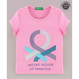 UCB Half Sleeves Cotton T-Shirt United Colours Of Benetton Print - Pink