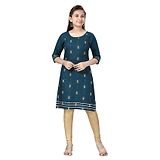 Aarika Three Fourth Sleeves Printed Ethnic Kurti - Blue