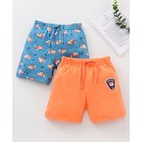 Babyhug Knit Shorts Fox Print Pack of 2 - Blue Orange