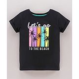 Vitamins Tops Half Sleeves Lets Go To The Beach Text Print - Black