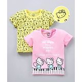 Bodycare Half Sleeves Tops Hello Kitty Print Pack of 2- Pink Yellow