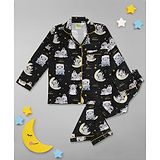 Pyjama Party Full Sleeves Sweet Dreams Theme Kids Cotton Rayon Pyjama Set - Black