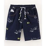 Little Kangaroos Knit Shorts Skateboard Print - Dark Blue