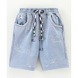 Little Kangaroos Knit Shorts Skateboard Print - Light Blue