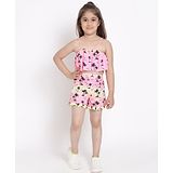 Nauti Nati Sleeveless Trees Printed Strappy Top With Shorts Set  - Pink