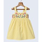 Beebay Sleeveless Stripe Print And Floral Embroidered Detail Dress - Yellow