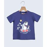 Beebay Half Sleeves Shark Print Graphic T Shirt - Navy Blue