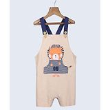 Beebay Sleeveless Lion Applique Dungaree With Front Pocket - Beige