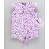 Allen Solly Juniors Sleeveless Collared Top Floral Print - Purple