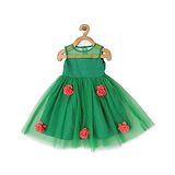 Piccolo Sleeveless Solid Rosette Embellished Dress - Green