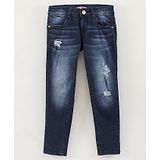 Vitamins Ankle Length Washed Denim Jeans - Blue