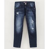 Vitamins Ankle Length Washed Denim Jeans - Blue