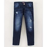 Vitamins Ankle Length Washed Denim Jeans - Blue