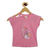 Tiny Girl Short Sleeves Text Print Top - Pink