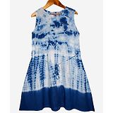 Kiddopanti Sleeveless Tie And Dye Print Dress - Blue