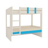 Adona Primera Light Wood Grain Finish Twin Bunk Bed With Left Ladder - Azure Blue